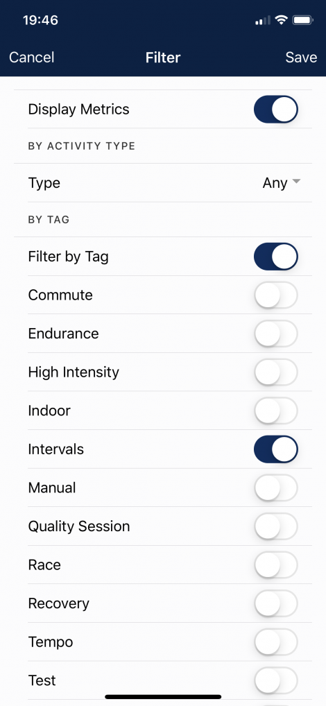 Activity Tag Filter